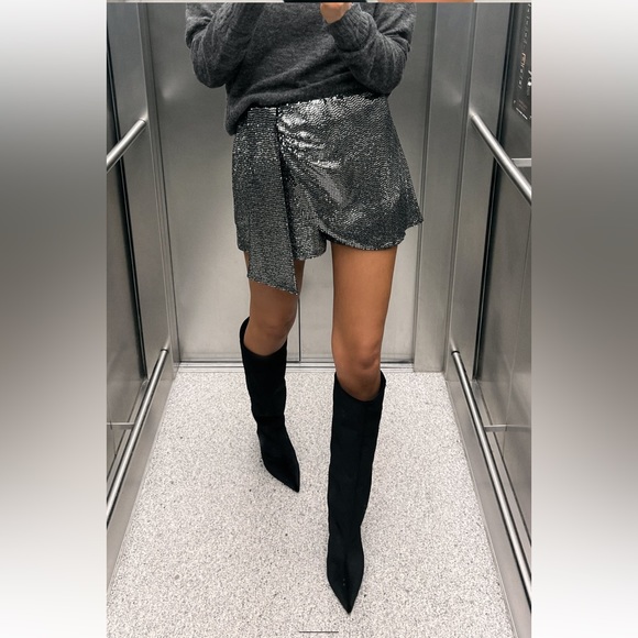 ZARA SPARKLY WRAP FRONT SKORT - Picture 8 of 8